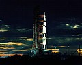 The Saturn V rocket waiting for launch.