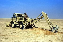 Unimog backhoe loader of the USMC during Operation Desert Storm