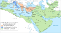 A modern map of the Umayyad Caliphate at its height in c. 740 by Cplakidas