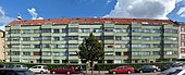 The Green Funkis Building shown as a panorama