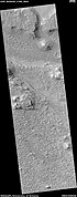Wide view of layered terrain, as seen by HiRISE under HiWish program. Location is northeast of Gale Crater.