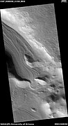 Valley showing Lineated valley fill, as seen by HiRISE under HiWish program. Linear valley flow is caused by ice movements.