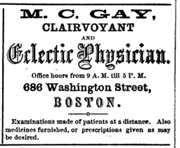 M.C. Gay, Clairvoyant and Ecelectic Physician, 1868