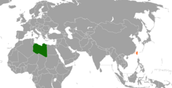 Map indicating locations of Libya and Taiwan