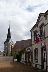 The town hall and church in Fontenay-sur-Eure