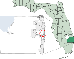 Location of Cloud Lake in Palm Beach County, Florida