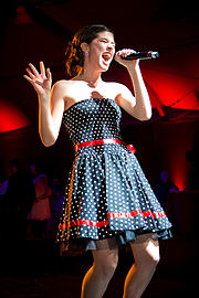 Sara Niemietz singing live at a benefit for the 2010, Life Through Arts Foundation, "Red Party", at the Peterson Automotive Museum in Los Angeles