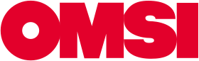 The words "OMSI" in large font. The letters are all in red.
