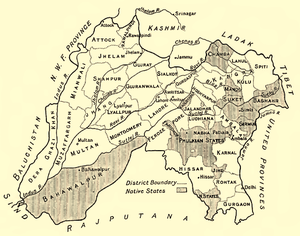 Кангра на карте 1911 года