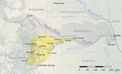 Mapa do rio South Platte