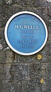 Blue plaque commemorating Wells