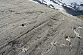 Stries glaciaires sur un dos de baleine au glacier du Gorner en Suisse.