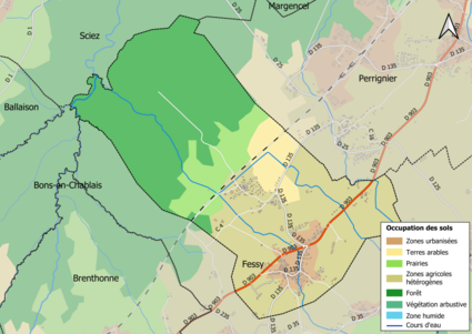 Carte en couleurs présentant l'occupation des sols.