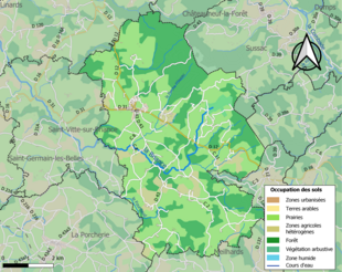 Carte en couleurs présentant l'occupation des sols.