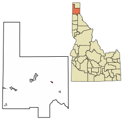 Location of East Hope in Bonner County, Idaho.