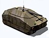A concept image of an armored fighting vehicle in camouflage utilizing stealth technology