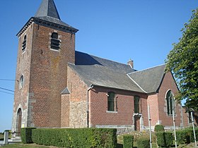 L'église Sainte-Geneviève, à Mont-Sainte-Geneviève avant l'incendie.