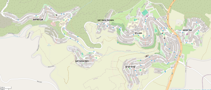 מפת שכונות הצפוניות של גבעת זאב