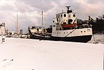 m/t Mia i Åhus hamn för lastning av råsprit hösten 1986.