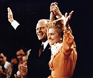 Betty and Gerald Ford onstage at the 1976 Republican National Convention