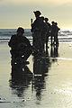 A SWCC team is dropped off and prepares to patrol the beach during a casualty assistance and evacuation scenario