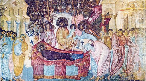 Uspenje presvete Bogorodice, 40-square-metre fresco from 1265, Sopoćani Monastery, Serbia
