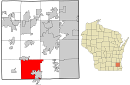 Location in Waukesha County and the state of Wisconsin.