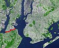 Kill Van Kull (in rot), verbindet die Upper New York Bay mit der Newark Bay