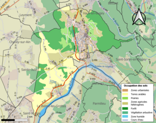 Carte en couleurs présentant l'occupation des sols.