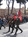A color guard of the battalion representing Latvia during a parade in Italy in 2007.