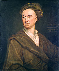Chest high painted portrait of man wearing a brown robe and head covering