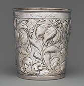 Silver beaker, possibly Norwegian, second half of the 17th century, silver, overall: 9.2 × 8.3 cm, Metropolitan Museum of Art