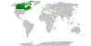 Location map for Canada and Iraq.