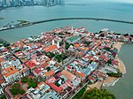 Look at the historic district of Panama City from above