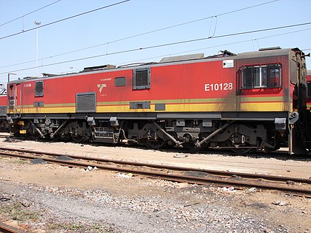 No. 10-128 in Transnet Freight Rail livery at Pyramid South, Pretoria, 22 September 2015