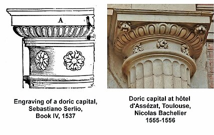 Influence on the capitals of an engraving by Serlio