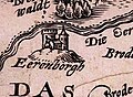 1. Detail aus einer Landkarte von Arnold Mercator (geb. 1537). Kupferplatte um 1600