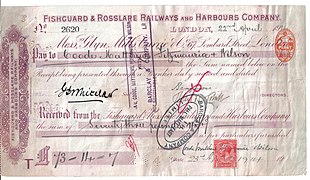 Certificate of the Fishguard and Rosslare Railways and Harbours Company