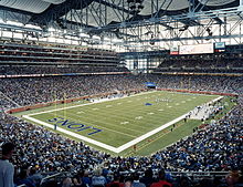 Photo of the interior of Ford Field with a crowd