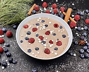 Finely ground oatmeal with berries