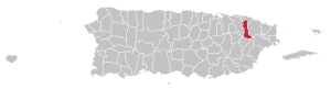 Map of Puerto Rico highlighting Canóvanas Municipality