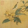Image 59Loquats and Mountain Bird, anonymous artist of the Southern Song dynasty; paintings in leaf album style such as this were popular in the Southern Song (1127–1279). (from History of painting)