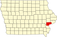 マスカティン郡の位置を示したアイオワ州の地図