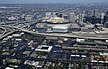 Le secteur du Superdome, situé dans le Central business district de La Nouvelle-Orléans en Louisiane, inondé au 31 août 2005.