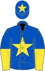 Royal blue, yellow star, halved sleeves and star on cap