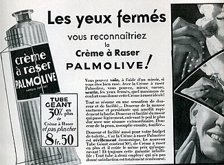 Publicité de 1934 pour la crème à raser Palmolive