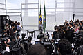 Brazilian President Dilma Rousseff holds a press conference at the Planalto Palace (16 March 2015).