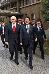 Shinzō Abe and Mike Pence in 2017.
