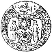 Coat of arms of prince Mihai Patraşcu (Michael the Brave), as lord of the first Romanian union between Moldova, Transylvania, and Wallachia, called the Dacian Principalities