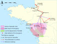 Carte des zones d’insurrection de la guerre de Vendée.